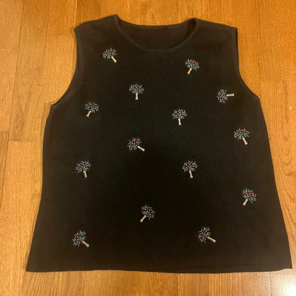 Vintage Black Sweater Set with Holiday Palm Trees - Picture 4 of 10